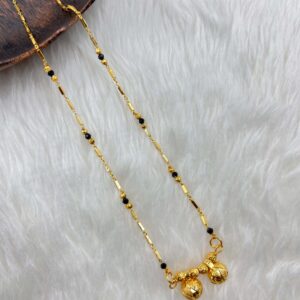 The black and golden hue Stylish Short Mangalsutra with vati and chain