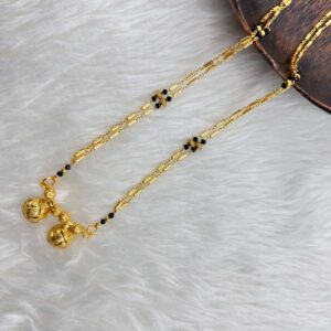 double chain Gold Stylish Maharashtrian Short Mangalsutra with vati